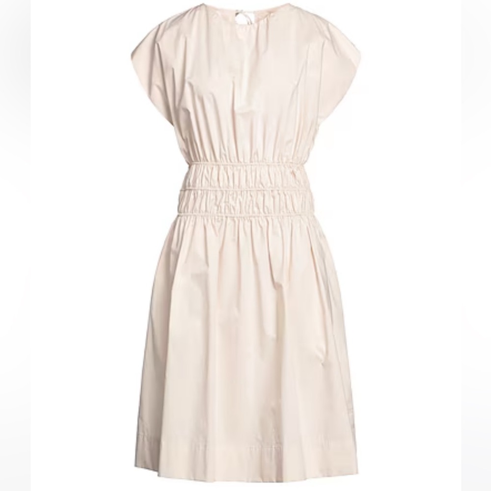 Cream Smocked Waist Open Back Dress NWT Size M Bridal Shower Rehearsal Dinner